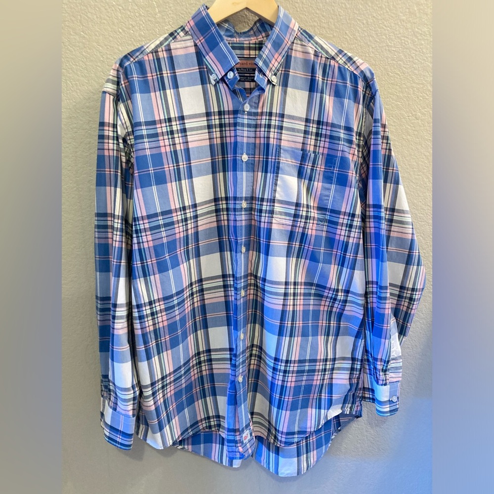 Vineyard Vines, cotton Murray button down plaid shirt, size large